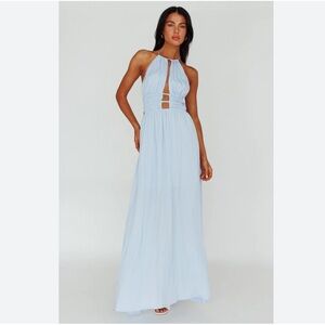 Elegant Backless Sky Blue Dress